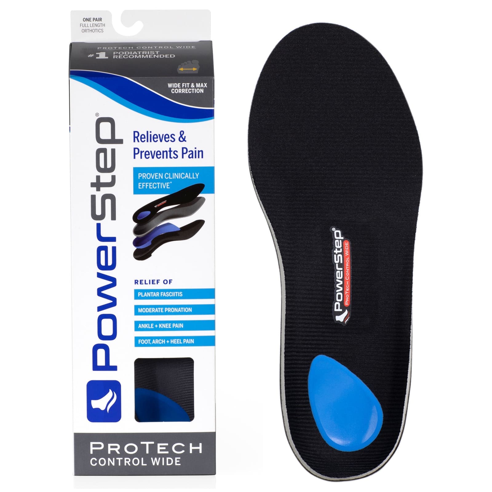 PowerStep ProTech Control Wide Orthotic Insoles