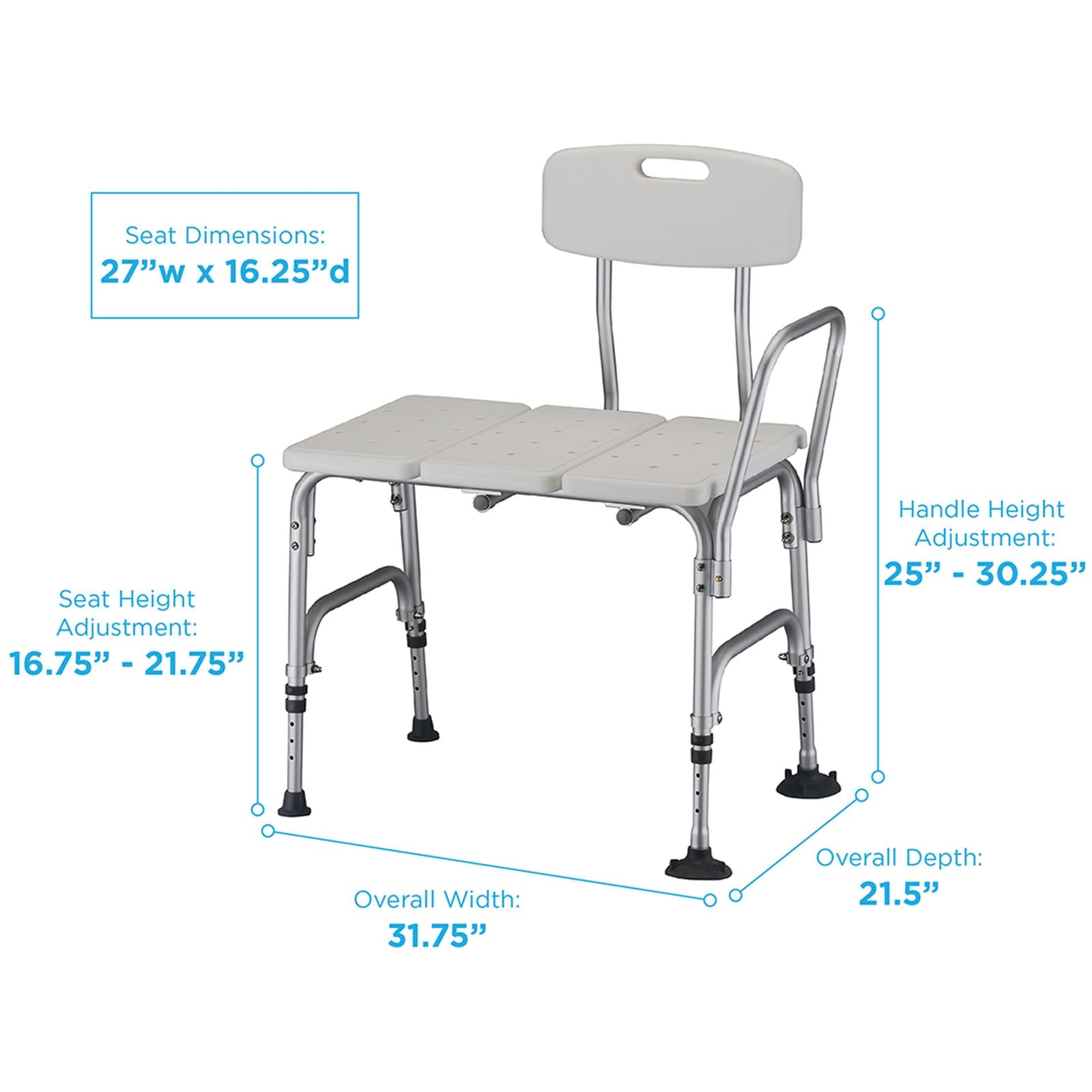 NOVA Heavy Duty Bariatric Transfer Bench with Detachable Back