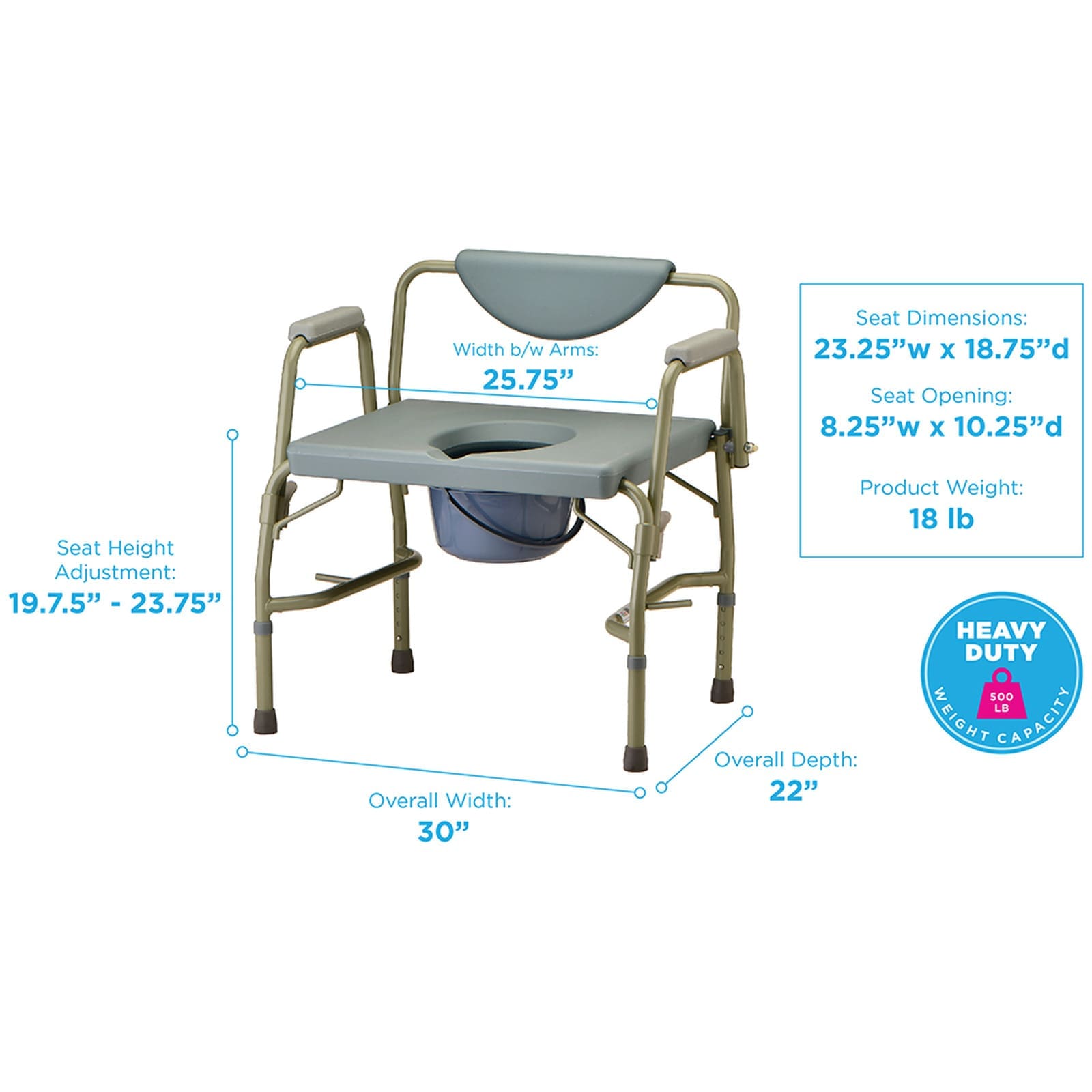 NOVA Heavy Duty Drop-Arm Commode