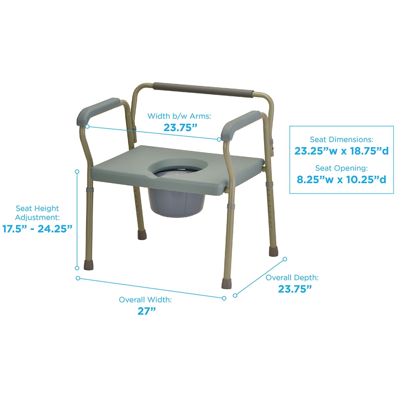 NOVA Heavy Duty Bariatric Commode with Extra Wide Seat